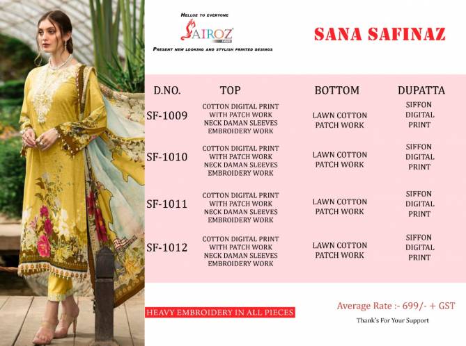 Sairoz Sana Latest Fancy Designer Safinaz Premium Pure Cootton Pakistani  Dress Collection